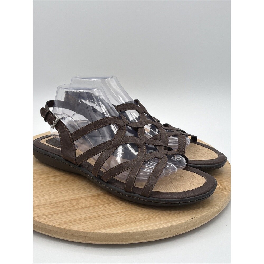BOC Born Concept Brown Cora  Strappy Cage Open Toe Slingback Sandals 10M Vegan